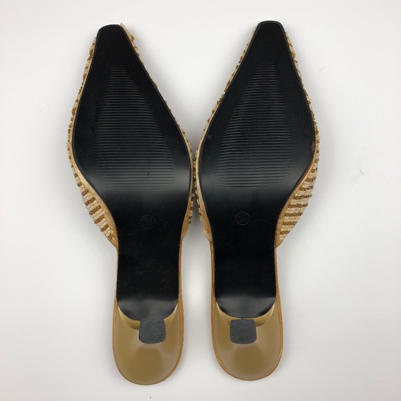 NEW Gibi Collection Beaded Mules Heels Tan Size 6 - Picture 7 of 8
